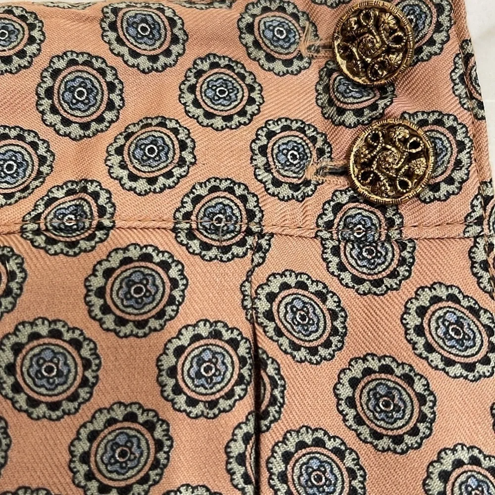 Vintage Chaus Medallion Print Pleated Midi Skirt SZ 10